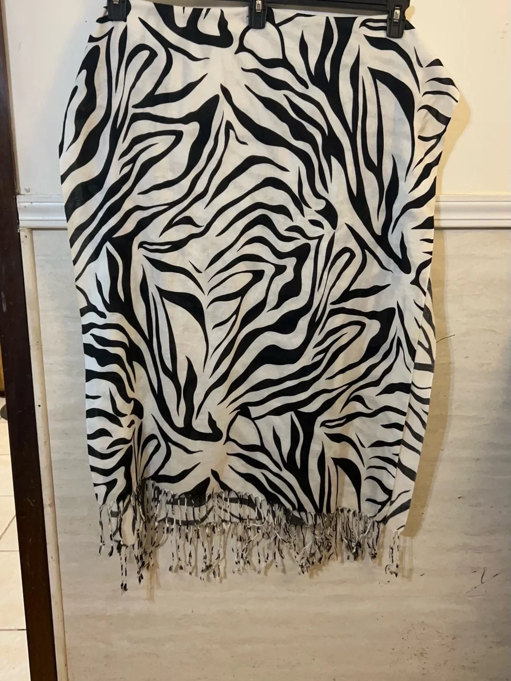 Zebra Animal Print Pashmina Silk, Cashmere Blend...